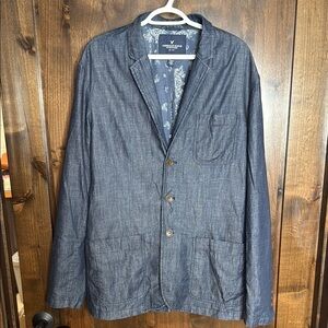 American Eagle Outfitters Blue Blazer sport coat mens Size L tall Cotton paisley